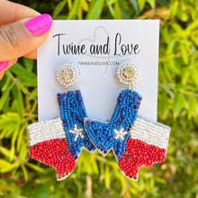 Load image into Gallery viewer, Bachelorette earrings, bride to be gifts, LETS GO GIRLS EARRINGS, Pink jacket earrings, cowgirl earrings, cowgirl beaded earrings, cowgirl beaded accessories, cowgirl accessories, cowgirl earrings, cowgirl beaded earrings, bachelorette gifts, bachelorette beaded earrings, bachelorette party favors, Texas party favors, Texas Map beaded earrings, Texas earrings, country girl gifts, country girl earrings, Yeehaw Beaded earrings, howdy earrings, yeehaw earrings, Yeehaw accessories
