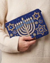 Load image into Gallery viewer, Hanukkah Glam Large Beaded Pouch