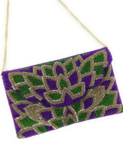 Load image into Gallery viewer, Mardi Gras Celebration Beaded Crossbody Chain  Clutch Bag Handbag, beaded clutch, beaded purse for mardi gras, mardi gras outfit, mardi gras celebration gift, mardi gras celebration outfit, gift for mardi gras, mardi gras gifts, Mardi Gras clutch purse, Mardi gras sequin bag, beaded bag, NOLA accessories, NOLA accessory, Mardi Gras accessory, Beaded sequin bag, Bags for mardi gras, party night out bags, party bags, Handmade gifts, hand beaded clutch purse, custom clutch purse, custom accessories