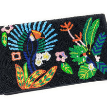 Load image into Gallery viewer, Floral beaded clutch purse, birthday gift for her, summer clutch, seed bead purse, Toucan beaded bag, tropical handbag, beaded bag, floral seed bead clutch, birthday gift for her, clutch bag, seed bead purse, engagement gift, girls trip gifts, bridal gift, floral purse, gifts to bride, wedding gift, bride gifts, Summer beaded clutch purse, birthday gift for her, tropical party bag, seed bead purse, beaded bag, tropical accessories, boho purse, black beaded clutch purse, unique bags, best selling items