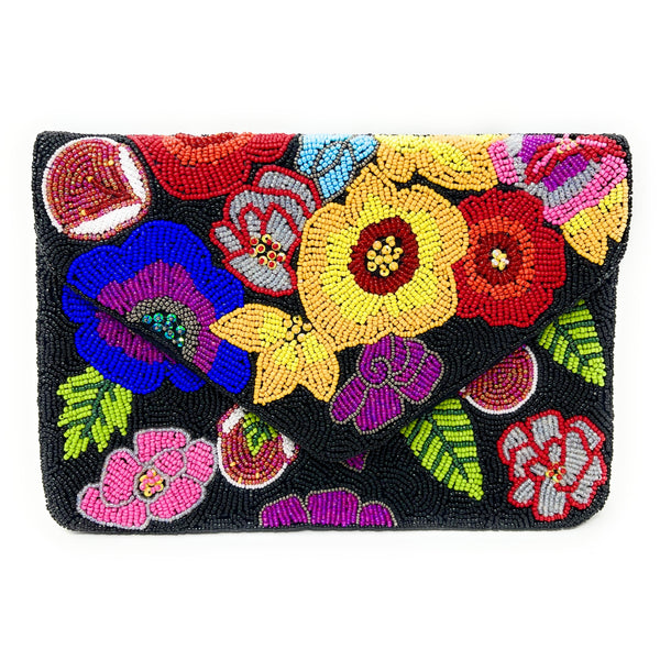 Twine and Love | Hand Beaded Floral Clutch | Seed Bead