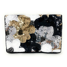 Load image into Gallery viewer, black clutch purse, beaded bag, birthday gifts, seed bead purse, sequin silver gold bag, seed bead clutch, gold bag, black clutch bag, engagement gift, bridal gift to bride, bridal gift, gifts to bride, wedding gift, bride gifts, cross body purse, bride to be gift, bachelorette gifts, best friend gift, best selling items, party bag, boho clutch, best friend gift, bridesmaid gift, black beaded clutch purse, velvet beaded clutch, velvet clutch, velvet purse, holiday bags, evening clutches, evening bags. 