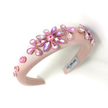 Load image into Gallery viewer, Pink headband with decorative pink gemstones on a white background