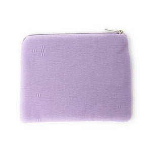 Purple pouch with a zipper on a white background