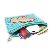 Load image into Gallery viewer, Small turquoise pouch with a capybara 