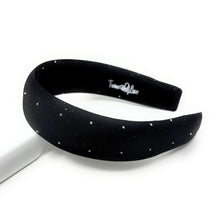 Load image into Gallery viewer, Black headband with rhinestones on a white background