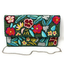 Load image into Gallery viewer, flowers beaded clutch purse, birthday gift for her, summer clutch, seed bead purse, beaded bag, palm leaf handbang, beaded bag, seed bead clutch, summer bag, birthday gift for her, clutch bag, seed bead purse, engagement gift, bridal gift to bride, bridal gift, palm leaves purse, gifts to bride, gifts for bride, wedding gift, bride gifts,beaded clutch purse, birthday gift for her, summer clutch, seed bead purse, beaded bag, summer bag, boho purse, orange flowers purse, green color purse