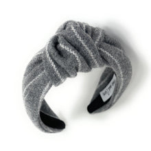 Load image into Gallery viewer, gray Headband, holiday Knotted Headband, gray plaid Knotted Headband, gray Plaid Hair Accessories, Plaid Headband, Best Seller, headbands for women, best selling items, knotted headband, hairbands for women, gray plaid gifts, Plaid knot Headband, winter hair accessories, winter plaid headband, Plaid uniform headband, Statement headband, school uniform, school uniform knot headband, custom Knotted headband, plaid headband, Winter Plaid knot headband, plaid knot headband, plaid accessories, best selling items