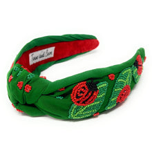Load image into Gallery viewer, headband for women, Multicolor Knot headband, summer headband, summer knotted headband, summer top knot headband, Summer top knotted headband, ladybug knotted headband, Summer hair band, beaded ladybug knot headband, ladybug motif headband, statement headbands, top knotted headband, knotted headband, ladybug lover gifts, Beaded embellished headband, luxury headband, Birthday gifts, Summer Knot headband, Summer knot embellished headband, knot headband