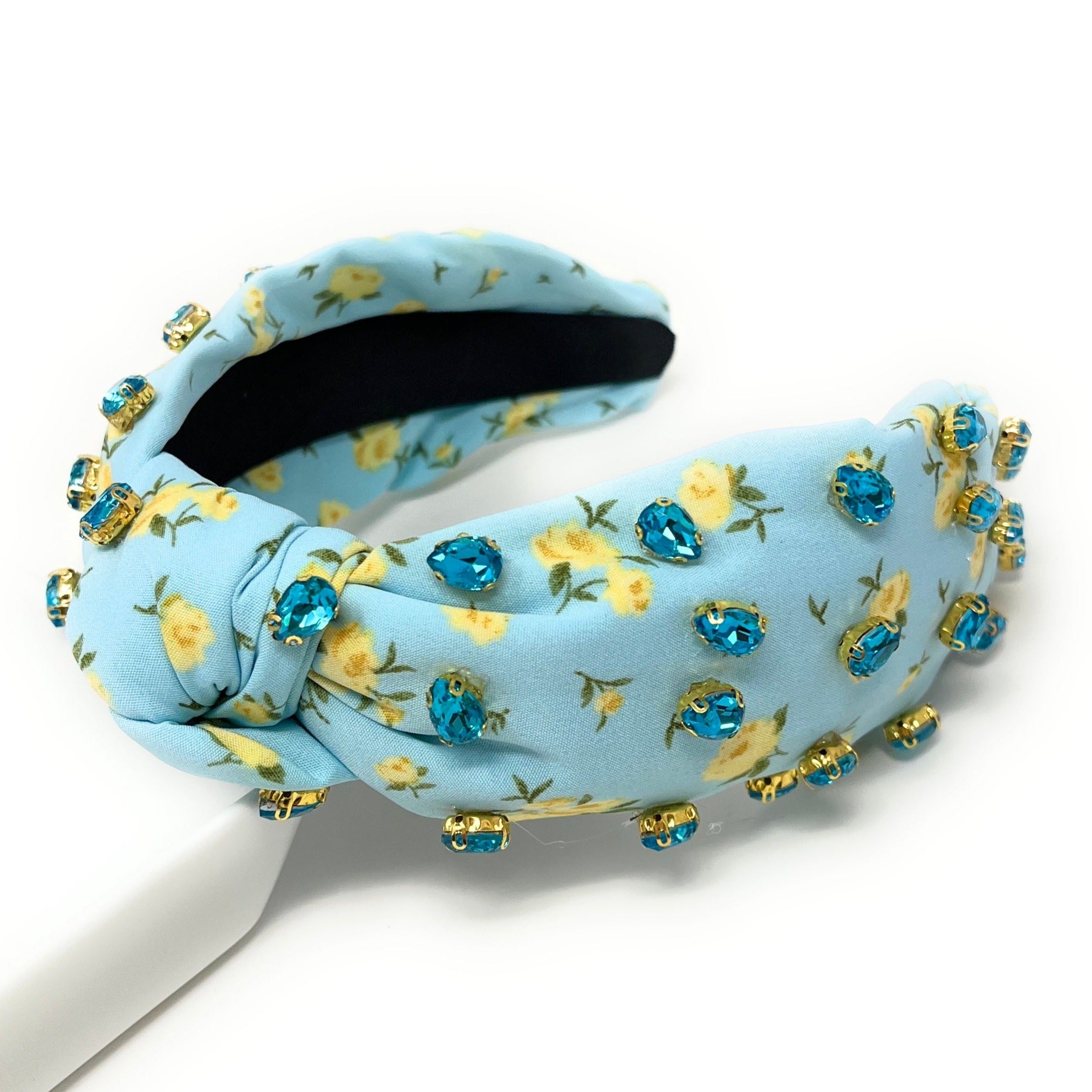 Floral Jeweled Knot Headband, Embellished Knot Headband 