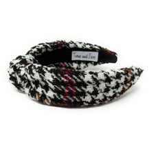 Load image into Gallery viewer, houndstooth Headband, plaid Knotted Headband, houndstooth Knotted Headband, houndstooth Plaid Hair Accessories, Plaid Headband, Best Seller, headbands for women, best selling items, knotted headband, hairbands for women, black white plaid gifts, Plaid knot Headband, winter hair accessories, winter plaid headband, Plaid uniform headband, Statement headband, school uniform, school uniform knot headband, custom Knotted headband, plaid headband, Winter Plaid knot headband, plaid knot headband, plaid accessories