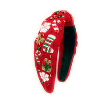 Load image into Gallery viewer, Hand Beaded Candy Cane Knot Headband