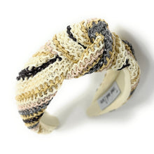 Load image into Gallery viewer, headband for woman, fashion headbands, beige raffia knot headband, woven headbands for women, stylish headbands, raffia headband style, top knot headband, woven top knot headband, ivory headband, raffia hair band, multicolor raffia headband, raffia woven headband, women top knot headband, summer headbands, beige knot headband, woven top knot headband, handmade headbands, top knotted headband, knotted headband, boho headband, beige knotted headband, solid color headband, resort headband