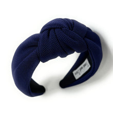 Load image into Gallery viewer, fall Headband, navy blue Knotted Headband, navy blue color Knot Headband, navy blue color Hair Accessories, navy blue knot Headband, Best Seller, headbands for women, best selling items, navy blue color knotted headband, hairbands for women, navy blue color Headband, Solid color hair accessories, navy blue headband, solid color knotted headband, Statement headband, game day knot headband, blue knot headband, solid hairband, solid color headband, custom headband, Handmade gifts, best selling items, Fall acce