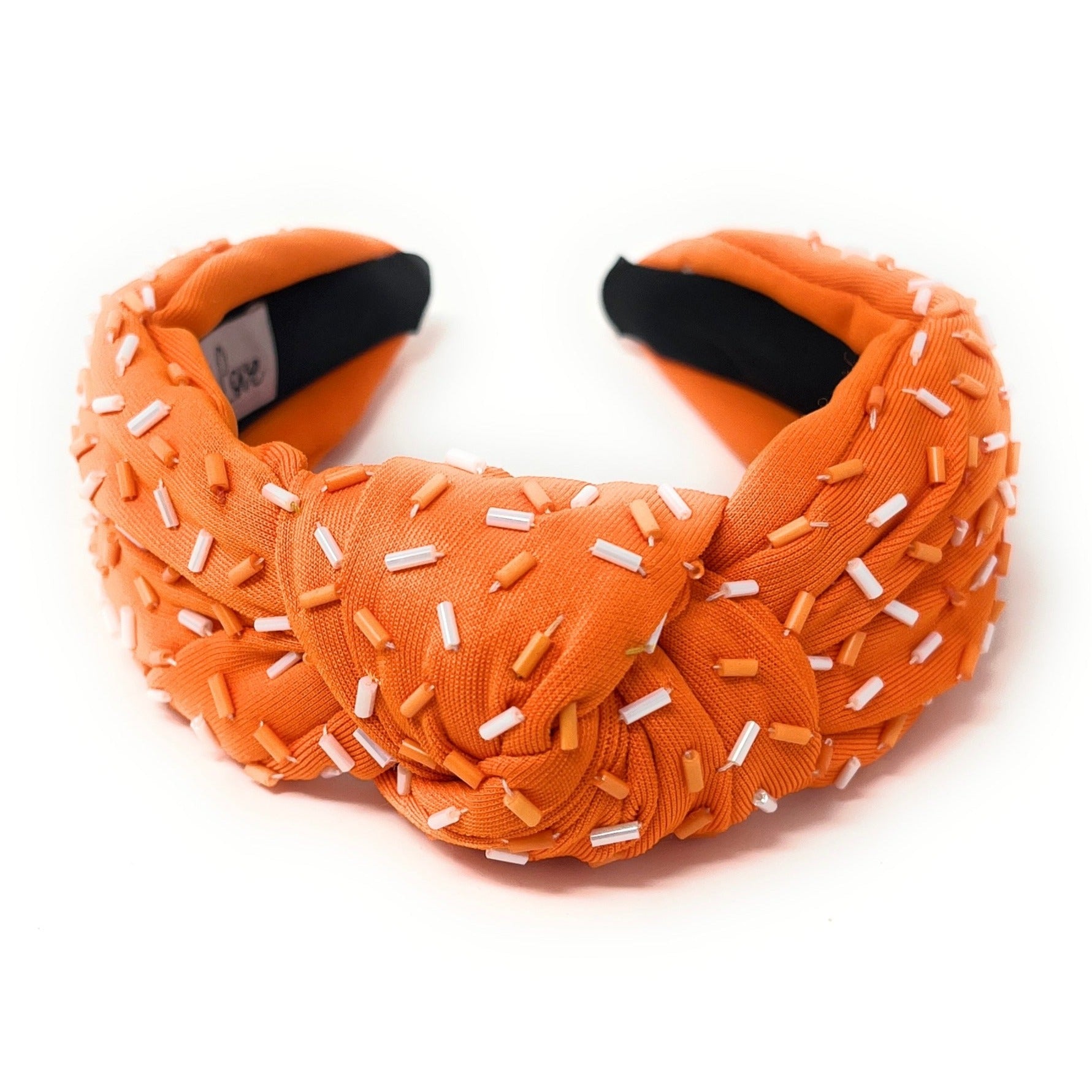 Twine and Love | White Orange Knotted Headband | Handcrafted 