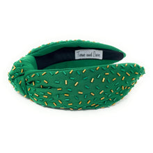 Load image into Gallery viewer, green gold knot headband, green sprinkle knot headband, GameDay headband, confetti headband, green gold knotted headband, College Game day headband, college knotted headband, baylor bears college headband, Baylor bears headband, best friend gift, college go bears, college game day gift, baylor bear knot headband, Baylor university college gifts, go gators fan, college gifts, roll tide football headband, Baylor bear tailgating outfit, basketball headband, Football team headband