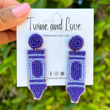 Load image into Gallery viewer, custom beaded Earrings, crayon jeweled Earrings, crayon Beaded Earrings, summer jeweled earrings, handmade earrings, custom earrings, party accessories, teacher embellished earrings, custom earrings, teacher gifts, birthday gifts, bohemian earrings, luxurious handmade accessories, teachers jewelry, Fancy earrings, boho earrings, beaded earrings, Fancy jeweled earrings, statement earrings, best selling items, seahorse accessories, handmade gifts, custom gifts, teacher earrings, cute earrings