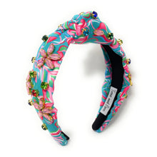 Load image into Gallery viewer, headbands for women, Wide knot headband, handmade headbands, top knotted headband, knotted headband, hair band for women, embellished headband, rhinestone headband, bejeweled floral headband, luxury headband, jeweled headband, knotted jeweled headband, bling headband, embellished knot headband, luxury knot headband, knot headband, Floral rhinestone headband, retro hair accessories, floral headbands, summer headbands, custom jeweled headband, embellished headband, best selling items, custom headbands