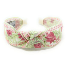 Load image into Gallery viewer, headband for women, fashion headbands, sheer headband, best selling items, embroidered headband, summer headband, top knot headband, woven top knot headband, floral headband, hair band, trendy headbands, top knotted headband, spring headband, spring summer style, handmade headbands, top knotted headband, knotted headband, hair band for women, floral fashion headband, twist headband, headband style, hair accessories, boho knotted headband, chic headband, Boho twisted headband