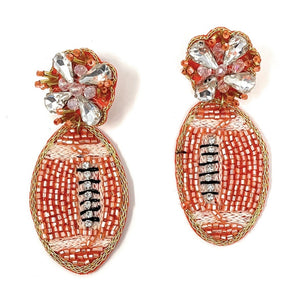 football Beaded Earrings, beaded football Earrings, football Earrings, Tennessee Vols, football bead earrings, Vols football earrings, Syracuse football, green football earrings, Clemson college earrings, orange earrings, football seed bead earrings, football accessories, Clemson accessories, Vols earrings, gifts for mom, best friend gifts, birthday gifts, sport jewelry, sport bead earrings, football accessory, College gifts, Clemson tigers earrings, game day earrings, Texas Longhorns, Tennessee football 