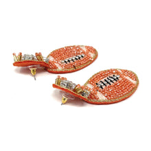 Load image into Gallery viewer, football Beaded Earrings, beaded football Earrings, football Earrings, Tennessee Vols, football bead earrings, Vols football earrings, Syracuse football, green football earrings, Clemson college earrings, orange earrings, football seed bead earrings, football accessories, Clemson accessories, Vols earrings, gifts for mom, best friend gifts, birthday gifts, sport jewelry, sport bead earrings, football accessory, College gifts, Clemson tigers earrings, game day earrings, Texas Longhorns, Tennessee football 