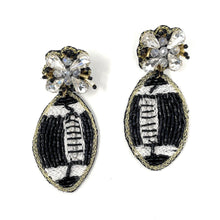 Load image into Gallery viewer, football Beaded Earrings, black football Earrings, football Earrings, Saints football, football earrings, Commanders football earrings, texas tech football, green football earrings, Tech red raiders earrings, orange earrings, football seed bead earrings, football accessories, ASU accessories, Standford cardinal earrings, Best selling items, birthday gifts, sport jewelry, sport bead earrings, football accessory, College gifts, Pittsburgh Steelers earrings, game day earrings, Pittsburg, ASU football 