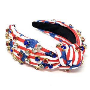 Americana Jeweled Headband, Patriotic Knotted Headband, Star Knotted Headband, Americana Hair Accessories, Red White Headband, Best Seller, headbands for women, best selling items, knotted headband, hairbands for women, hair accessories, Independence day gifts, Independence day Headband, Memorial day hair accessories, American headband, USA flag headband, Fourth of July headband, Fourth of July gifts, red white headband, star knot headband, Jeweled headband, USA Jeweled headband, USA Headband