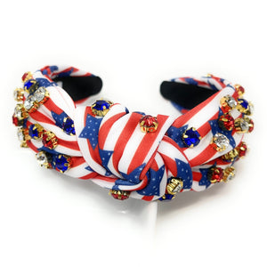 Americana Jeweled Headband, Patriotic Knotted Headband, Star Knotted Headband, Americana Hair Accessories, Red White Headband, Best Seller, headbands for women, best selling items, knotted headband, hairbands for women, hair accessories, Independence day gifts, Independence day Headband, Memorial day hair accessories, American headband, USA flag headband, Fourth of July headband, Fourth of July gifts, red white headband, star knot headband, Jeweled headband, USA Jeweled headband, USA Headband