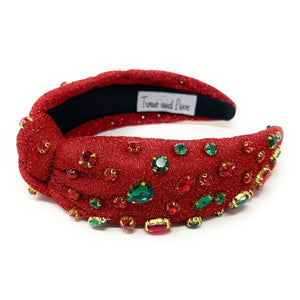 Christmas Jeweled Headband, Christmas Knotted Headband, red Knotted Headband, Christmas Hair Accessories, Red Headband, Best Selling items, shimmer headbands, headbands for women, knotted headband, Red plaid accessories, Christmas gifts, Christmas knot Headband, Red hair accessories, Christmas headband, holiday headband, Statement headband, Red gifts, embellished knot headband, jeweled knot headband, Red Embellished headband, Christmas embellished headband, red shimmer headband, Holiday headband