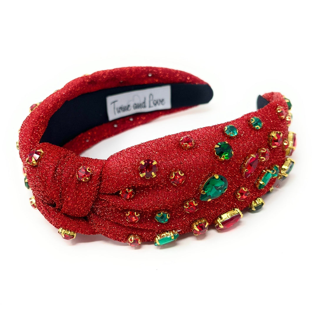 Christmas Jeweled Headband, Christmas Knotted Headband, red Knotted Headband, Christmas Hair Accessories, Red Headband, Best Selling items, shimmer headbands, headbands for women, knotted headband, Red plaid accessories, Christmas gifts, Christmas knot Headband, Red hair accessories, Christmas headband, holiday headband, Statement headband, Red gifts, embellished knot headband, jeweled knot headband, Red Embellished headband, Christmas embellished headband, red shimmer headband, Holiday headband