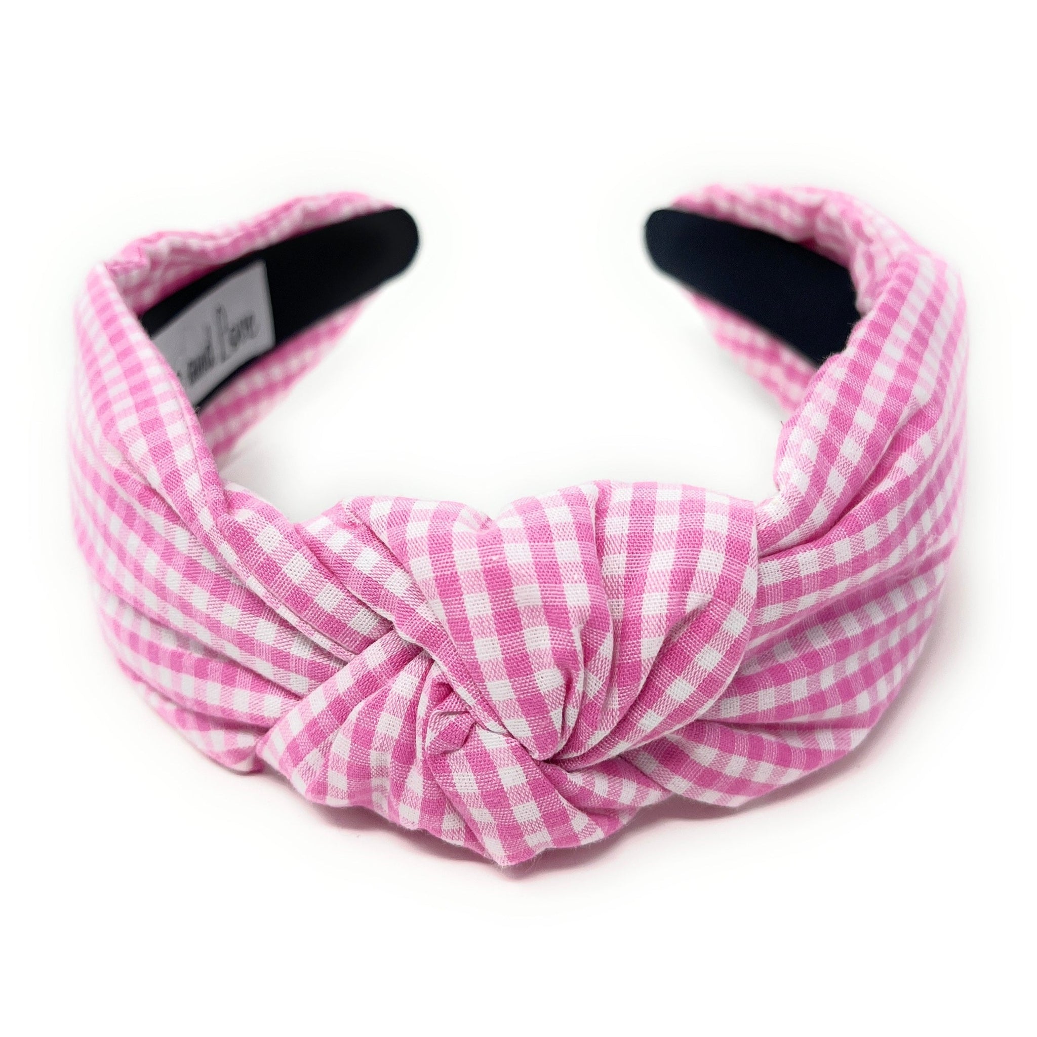 Lele Sadoughi Gingham Knotted Headband Lavender White MINT Gingham Knot Headbands | Checkered Headbands | Twine and Love main image 2