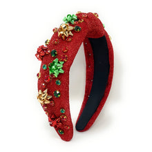 Load image into Gallery viewer, Christmas Jeweled Headband, Christmas Knotted Headband, red Knotted Headband, Christmas Hair Accessories, Red Headband, Best Selling items, shimmer headbands, headbands for women, knotted headband, Red bow accessories, Christmas gifts, Christmas knot Headband, Red hair accessories, Christmas headband, holiday headband, Statement headband, Red gifts, embellished knot headband, jeweled knot headband, Red Embellished headband, Christmas embellished headband, red shimmer headband, Holiday headband