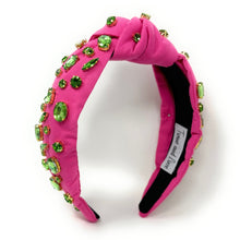 Load image into Gallery viewer, Summer Knot headband, multicolor knot headband, pink knotted headband, pink green accessories, multicolor top knot headband, pink headband, green headband, pink green color hair band, pink fabric headbands, baby shower headband, multi color knotted headband, summer knotted headband, pink hair accessories, summer accessories, pink green accessories, custom headband, summer headband, handmade headbands, solid knotted headband, best selling items, jeweled headband, handmade gifts, Solid color headband