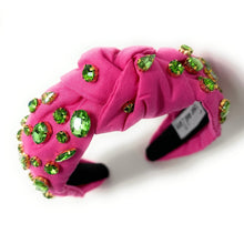 Load image into Gallery viewer, Summer Knot headband, multicolor knot headband, pink knotted headband, pink green accessories, multicolor top knot headband, pink headband, green headband, pink green color hair band, pink fabric headbands, baby shower headband, multi color knotted headband, summer knotted headband, pink hair accessories, summer accessories, pink green accessories, custom headband, summer headband, handmade headbands, solid knotted headband, best selling items, jeweled headband, handmade gifts, Solid color headband