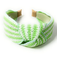 Load image into Gallery viewer, headband for woman, fashion headbands, neon raffia knot headband, woven headbands for women, stylish headbands, raffia headband style, top knot headband, woven top knot headband, ivory headband, raffia hair band, green raffia headband, raffia woven headband, women top knot headband, best selling items, neon knot headband, woven top knot headband, handmade headbands, top knotted headband, knotted headband, boho headband, summer headband, green color headband, resort headband