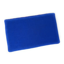 Load image into Gallery viewer, A rectangular blue clutch with rounded corners, shown on a plain white background.