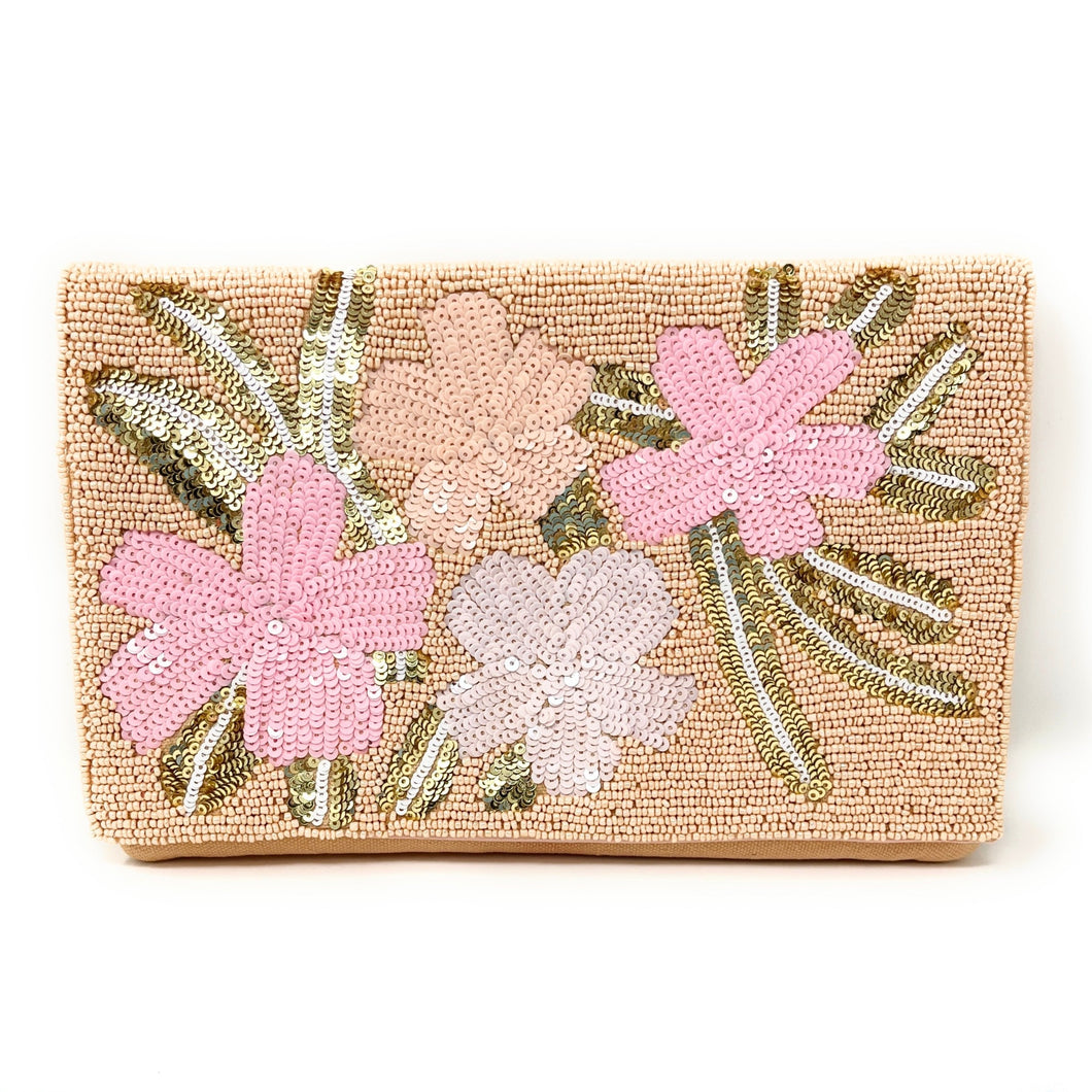 Buy online Pink Embellished Fold Over Clutch from bags for Women