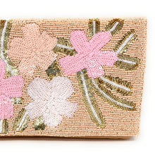 Load image into Gallery viewer, blush clutch purse, beaded bag, birthday gifts, seed bead purse, sequin gold bag, seed bead clutch, gold bag, floral clutch bag, engagement gift, bridal gift to bride, bridal gift, gifts to bride, wedding gift, bride gifts, cross body purse, bride to be gift, bachelorette gifts, best friend gift, best selling items, party bag, boho clutch, best friend gift, bridesmaid gift, pink beaded clutch purse, blush beaded clutch, blush clutch, neutral color purse, holiday bags, evening clutches, evening bags. 