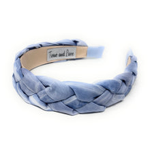 Load image into Gallery viewer, blue braided headband, headbands for women, indigo color headband, blue knot headband, best selling items, dark blue headband, braided headband, braided hair accessories, best seller, braided purple fabric headband, blue purple accessories, handmade headband, custom headband, boho headband, summer spring headband, soft blue headband, custom headband, handmade headband, summer headband, blue braided headband, best selling items, indigo braided knot headband 
