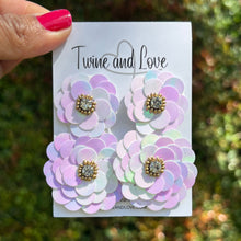 Load image into Gallery viewer, custom beaded Earrings, iridescent jeweled Earrings, iridescent sequin Earrings, boho earrings, iridescent jeweled earrings, handmade earrings, custom earrings, party accessories, fancy accessories, iridescent lightweight earrings, custom earrings, best friend gifts, birthday gifts, bohemian earrings, luxurious handmade accessories, night jewelry, Fancy earrings, boho earrings, beaded earrings, Fancy jeweled earrings, statement earrings, best selling items, statement earrings, handmade gifts, custom gifts f