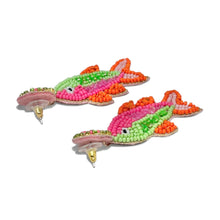 Load image into Gallery viewer, Fun ocean-inspired earrings crafted with colorful beadwork and floral stud tops for a cheerful statement look.