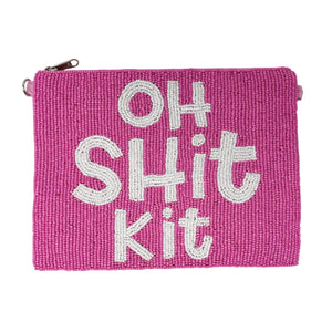 Hand Beaded Large Pouch - 'Bad Influence But Damn I Am Fun' - Perfect Size