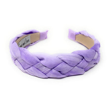 Load image into Gallery viewer, Pastel purple woven headband crafted with soft satin texture and a comfortable lightweight fit.