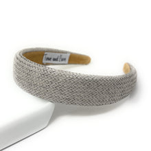 Load image into Gallery viewer, Gray woven raffia wide headband with textured finish