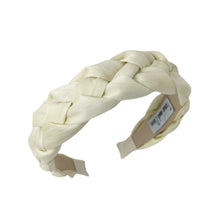 Load image into Gallery viewer, ivory braided headband, headbands for women, cream color headband, ivory knot headband, best selling items, cream color headband, braided headband, braided hair accessories, best seller, braided ivory fabric headband, ivory hair accessories, handmade headband, custom headband, boho headband, summer spring headband, soft white headband, custom headband, handmade headband, summer headband, beige braided headband, best selling items, solid color braided headband 

