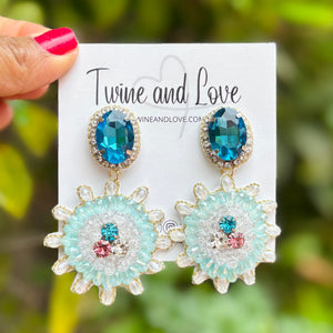 custom beaded Earrings, light blue jeweled Earrings, blue Beaded Earrings, boho earrings, blue jeweled earrings, handmade earrings, custom earrings, party accessories, fancy accessories, light blue embellished earrings, custom earrings, best friend gifts, birthday gifts, bohemian earrings, luxurious handmade accessories, night jewelry, Fancy earrings, boho earrings, beaded earrings, Fancy jeweled earrings, statement earrings, best selling items, statement earrings, handmade gifts, custom gifts for her
