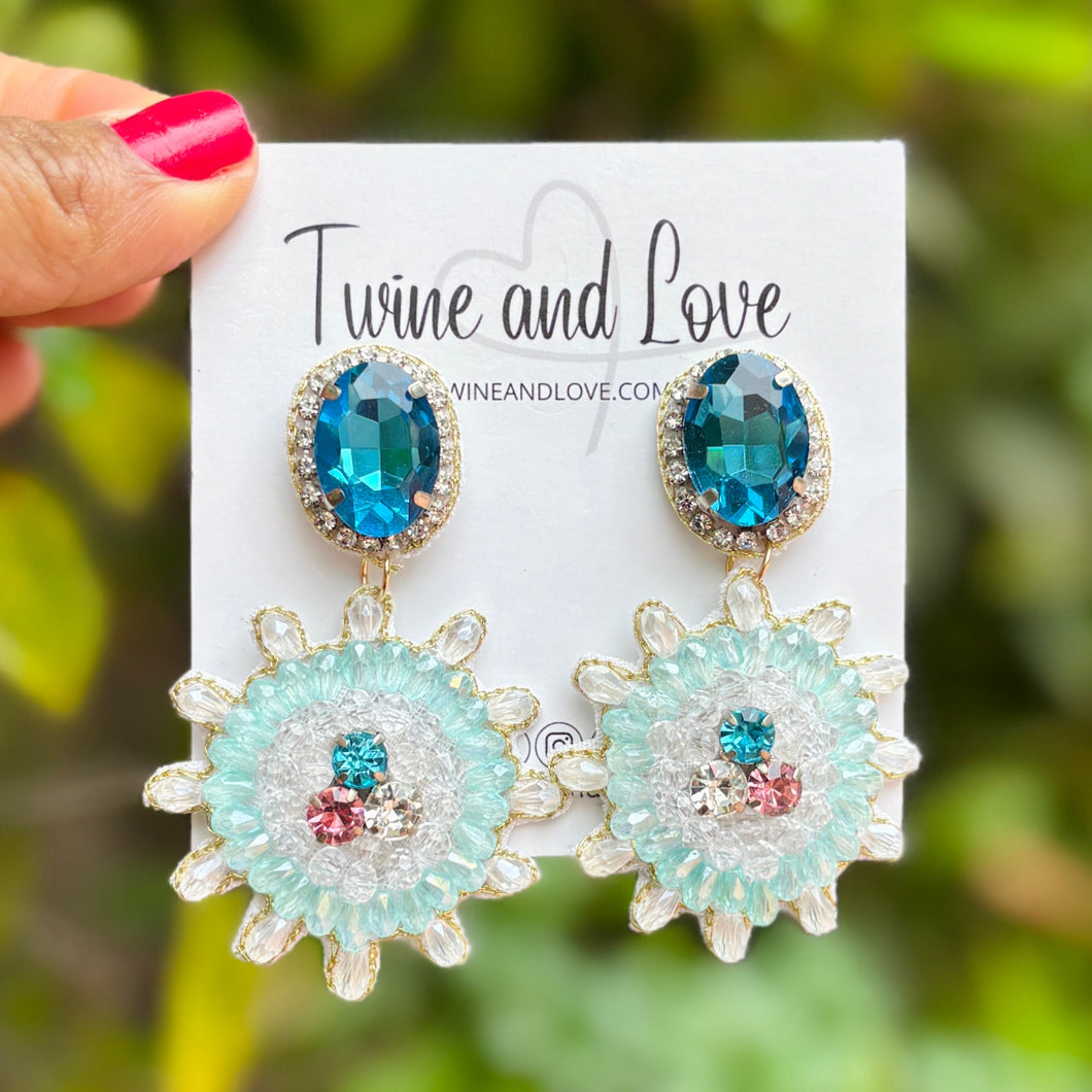 custom beaded Earrings, light blue jeweled Earrings, blue Beaded Earrings, boho earrings, blue jeweled earrings, handmade earrings, custom earrings, party accessories, fancy accessories, light blue embellished earrings, custom earrings, best friend gifts, birthday gifts, bohemian earrings, luxurious handmade accessories, night jewelry, Fancy earrings, boho earrings, beaded earrings, Fancy jeweled earrings, statement earrings, best selling items, statement earrings, handmade gifts, custom gifts for her
