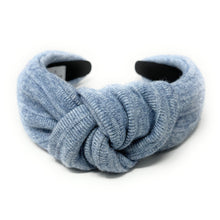 Load image into Gallery viewer, Fall Autumn Headband, Fall Knotted Headband, blue Knot Headband, Fall Hair Accessories, light blue Headband, Best Seller, headbands for women, best selling items, knotted headband, hairbands for women, Fall Winter gifts, Solid color knot Headband, Solid color hair accessories, blue color knot headband, soft knotted headband, Statement headband, Birthday gifts, custom knot headband, Fall Autumn  accessories, blue headband, blue soft fabric headband, autumn knot headband, top knotted headband
