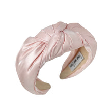 Load image into Gallery viewer, Pink satin headband on a white background