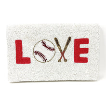 Load image into Gallery viewer, baseball beaded clutch purse, birthday gift for her, baseball crossbody bag, baseball fan purse, baseball beaded bag, game day handbag, beaded bag, baseball seed bead purse, birthday gift for her, seed bead purse, engagement gift, baseball lover bag, baseball fan gifts, baseball purse, gifts for her  baseball must have, game day beaded clutch purse, birthday gift for her, baseball crossbody clutch, baseball love beaded clutch purse, unique bags